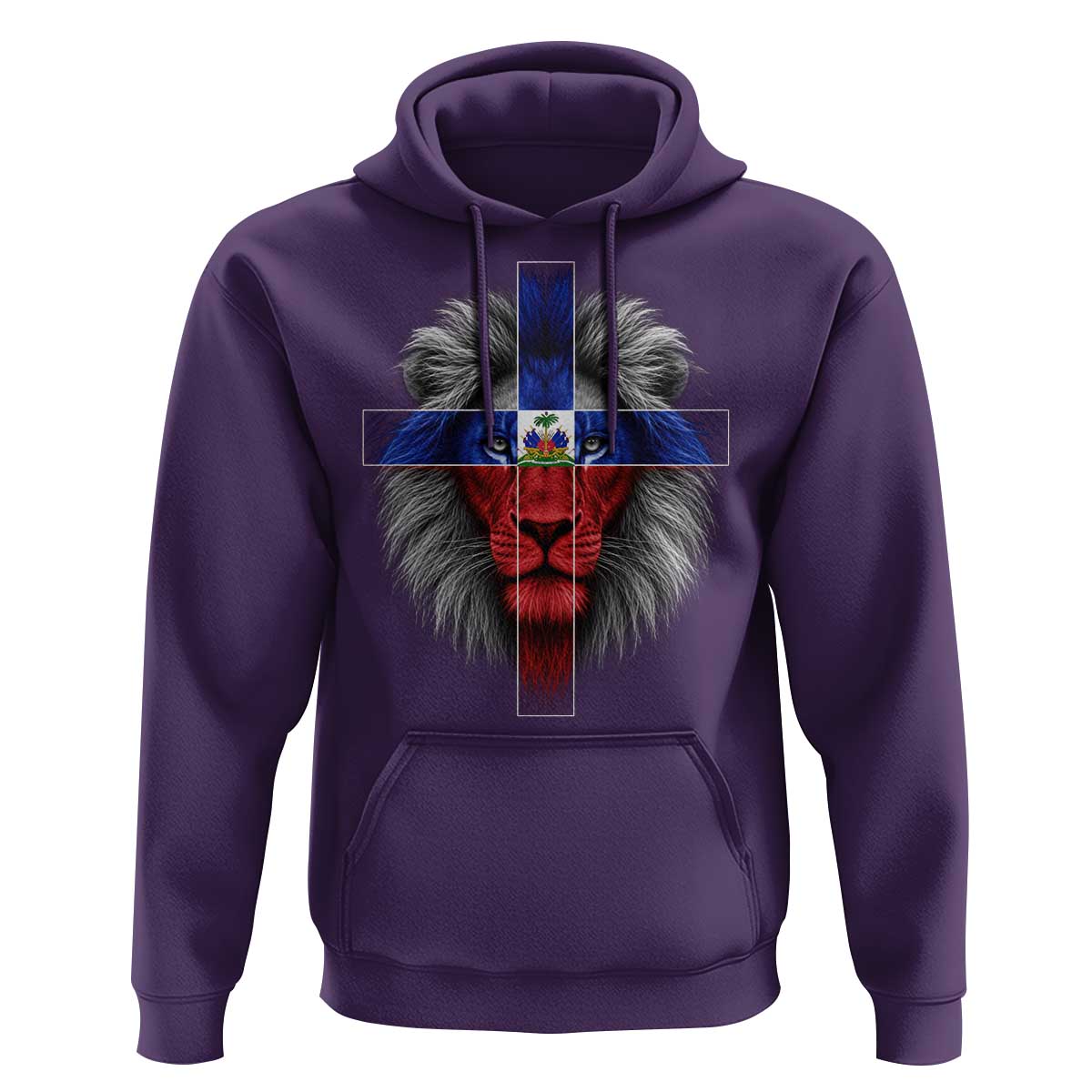 Lion of Judah Cross Haiti Flag Hoodie Christian Faith Haitian Pride
