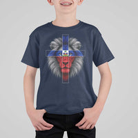 Lion of Judah Cross Haiti Flag T Shirt For Kid Christian Faith Haitian Pride