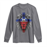 Lion of Judah Cross Haiti Flag Long Sleeve Shirt Christian Faith Haitian Pride