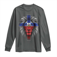 Lion of Judah Cross Haiti Flag Long Sleeve Shirt Christian Faith Haitian Pride