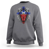 Lion of Judah Cross Haiti Flag Sweatshirt Christian Faith Haitian Pride