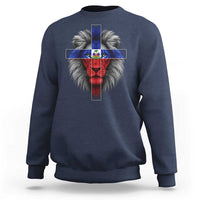Lion of Judah Cross Haiti Flag Sweatshirt Christian Faith Haitian Pride
