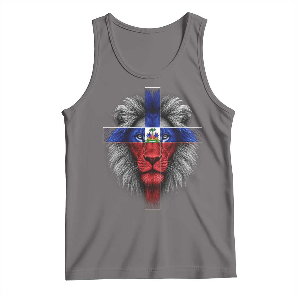 Lion of Judah Cross Haiti Flag Tank Top Christian Faith Haitian Pride