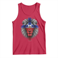 Lion of Judah Cross Haiti Flag Tank Top Christian Faith Haitian Pride