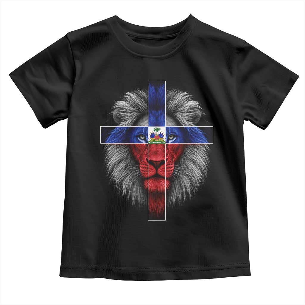 Lion of Judah Cross Haiti Flag Toddler T Shirt Christian Faith Haitian Pride