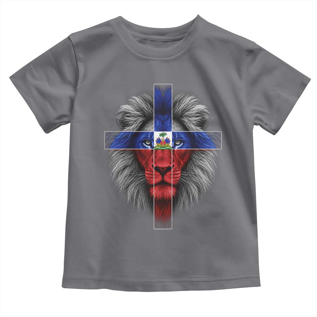 Lion of Judah Cross Haiti Flag Toddler T Shirt Christian Faith Haitian Pride