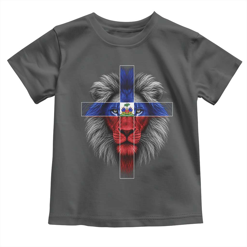 Lion of Judah Cross Haiti Flag Toddler T Shirt Christian Faith Haitian Pride