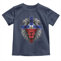 Lion of Judah Cross Haiti Flag Toddler T Shirt Christian Faith Haitian Pride