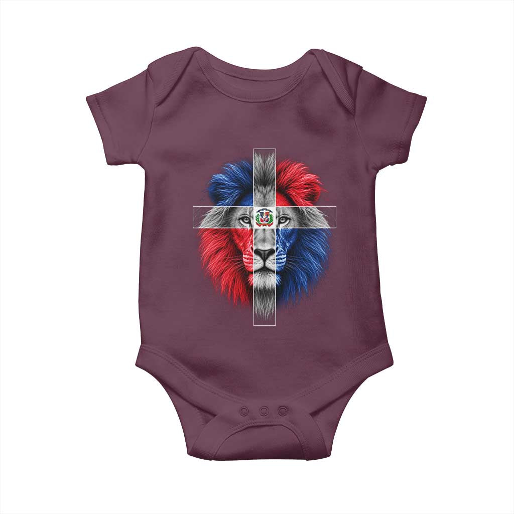 Lion of Judah Cross Dominican Republic Flag Baby Onesie Christian Faith Dominican Pride