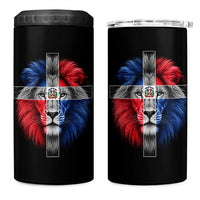 Lion of Judah Cross Dominican Republic Flag 4 in 1 Can Cooler Tumbler Christian Faith Dominican Pride