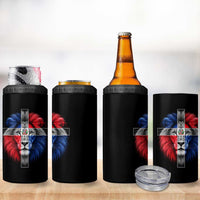 Lion of Judah Cross Dominican Republic Flag 4 in 1 Can Cooler Tumbler Christian Faith Dominican Pride