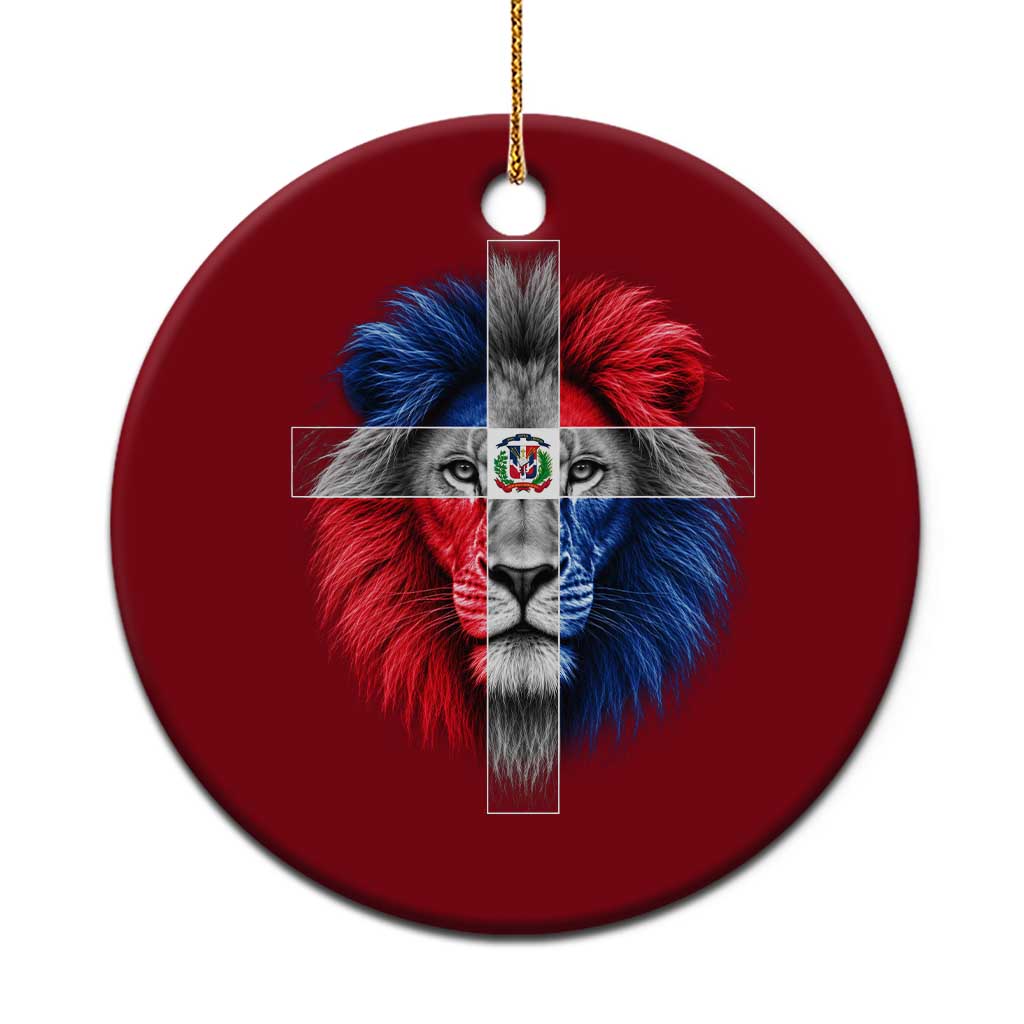 Lion of Judah Cross Dominican Republic Flag Ceramic Ornament Christian Faith Dominican Pride