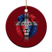 Lion of Judah Cross Dominican Republic Flag Ceramic Ornament Christian Faith Dominican Pride