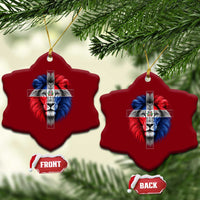Lion of Judah Cross Dominican Republic Flag Ceramic Ornament Christian Faith Dominican Pride
