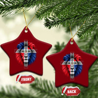 Lion of Judah Cross Dominican Republic Flag Ceramic Ornament Christian Faith Dominican Pride