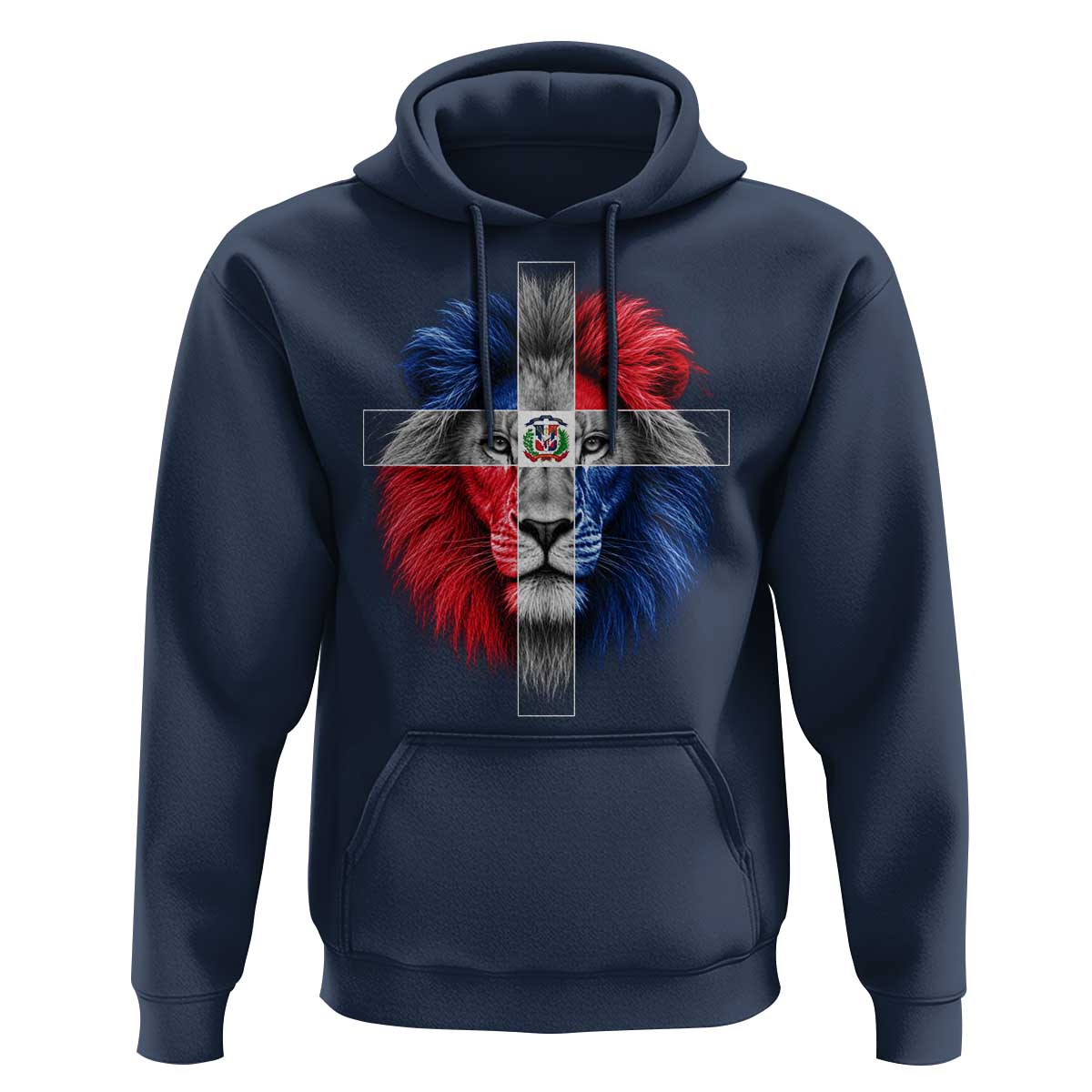 Lion of Judah Cross Dominican Republic Flag Hoodie Christian Faith Dominican Pride