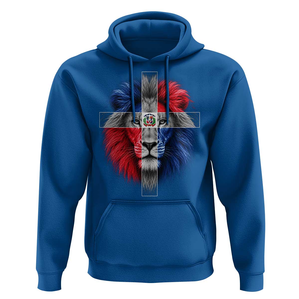 Lion of Judah Cross Dominican Republic Flag Hoodie Christian Faith Dominican Pride