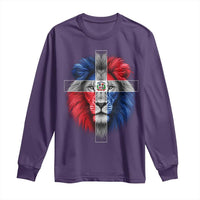 Lion of Judah Cross Dominican Republic Flag Long Sleeve Shirt Christian Faith Dominican Pride