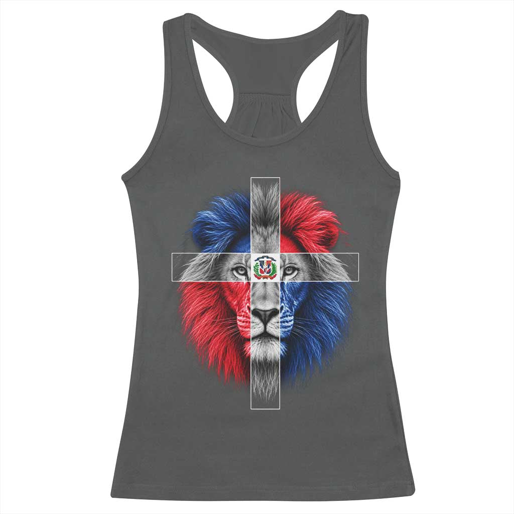 Lion of Judah Cross Dominican Republic Flag Racerback Tank Top Christian Faith Dominican Pride