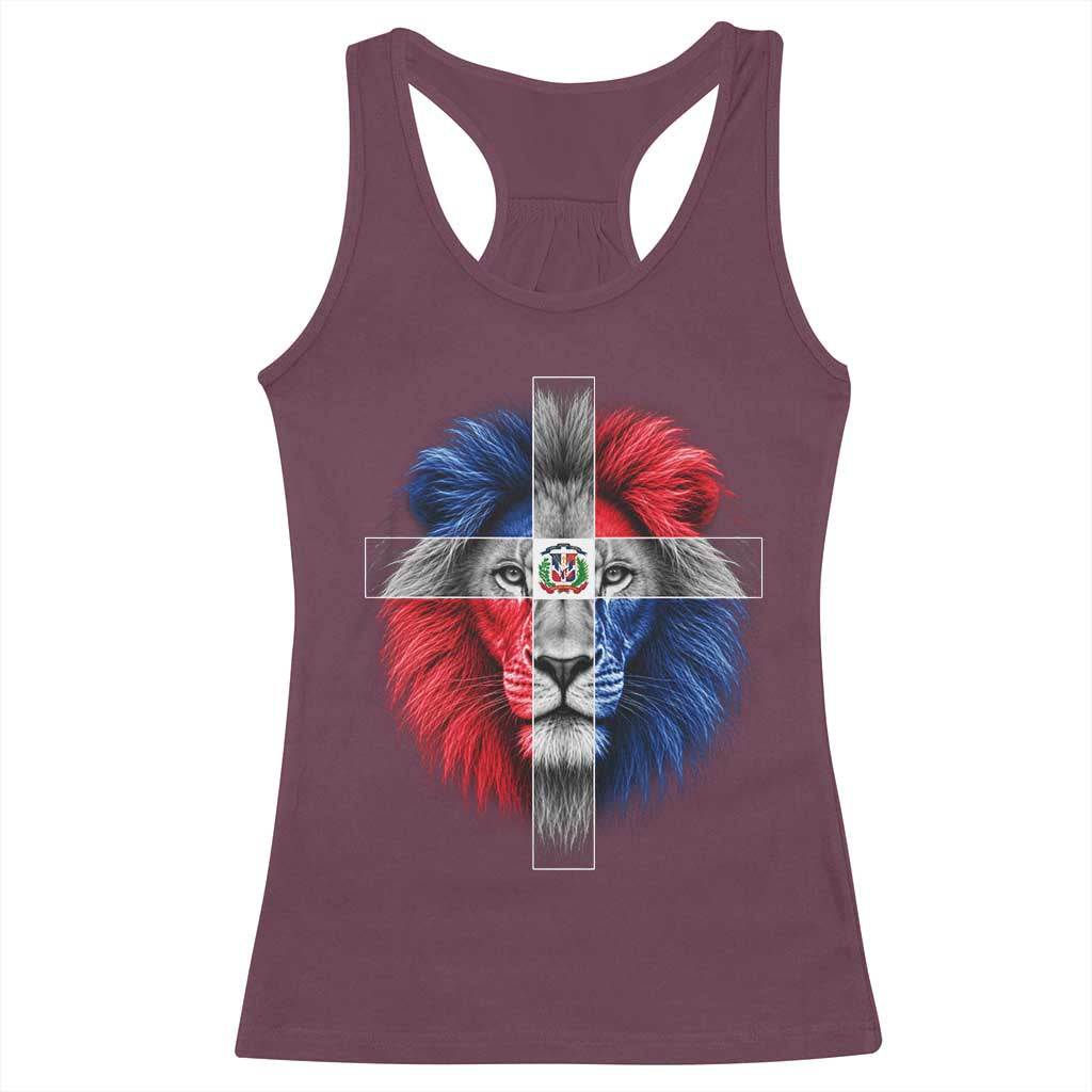 Lion of Judah Cross Dominican Republic Flag Racerback Tank Top Christian Faith Dominican Pride