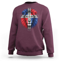 Lion of Judah Cross Dominican Republic Flag Sweatshirt Christian Faith Dominican Pride