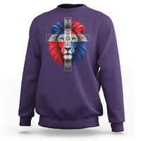 Lion of Judah Cross Dominican Republic Flag Sweatshirt Christian Faith Dominican Pride