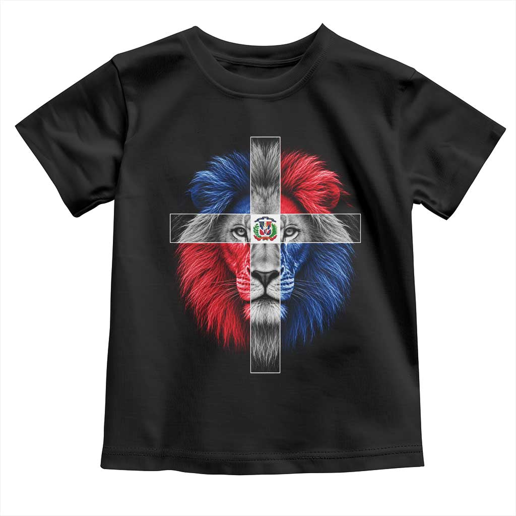 Lion of Judah Cross Dominican Republic Flag Toddler T Shirt Christian Faith Dominican Pride