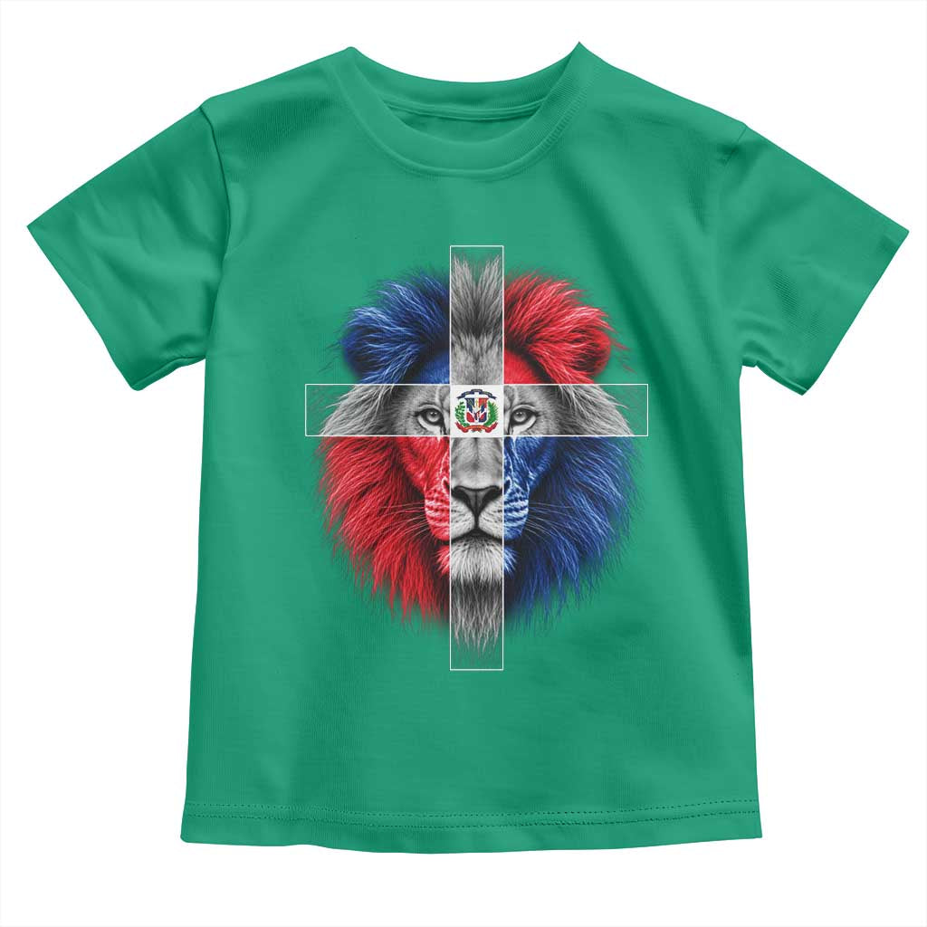 Lion of Judah Cross Dominican Republic Flag Toddler T Shirt Christian Faith Dominican Pride