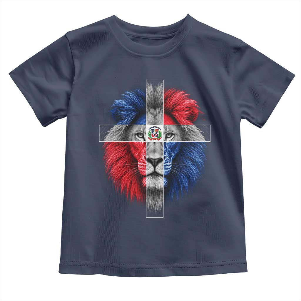 Lion of Judah Cross Dominican Republic Flag Toddler T Shirt Christian Faith Dominican Pride