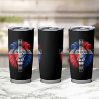 Lion of Judah Cross Dominican Republic Flag Tumbler Cup Christian Faith Dominican Pride
