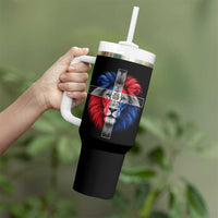 Lion of Judah Cross Dominican Republic Flag Tumbler With Handle Christian Faith Dominican Pride