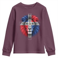 Lion of Judah Cross Dominican Republic Flag Youth Sweatshirt Christian Faith Dominican Pride