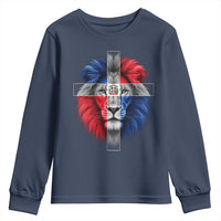 Lion of Judah Cross Dominican Republic Flag Youth Sweatshirt Christian Faith Dominican Pride