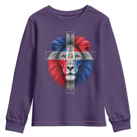 Lion of Judah Cross Dominican Republic Flag Youth Sweatshirt Christian Faith Dominican Pride