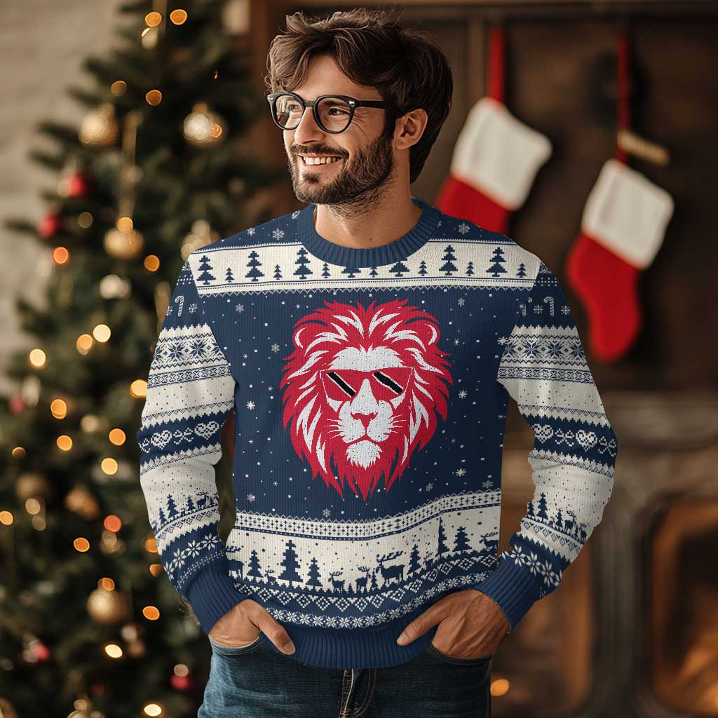 Trinidad and Tobago Lion Ugly Christmas Sweater Vintage Caribbean Pride