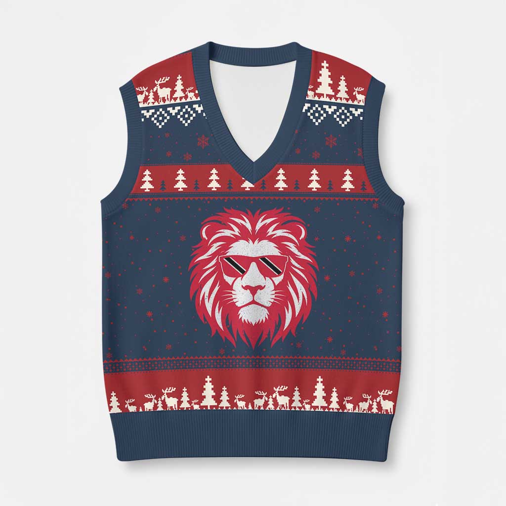 Trinidad and Tobago Lion V-Neck Knit Sweater Vest Vintage Caribbean Pride