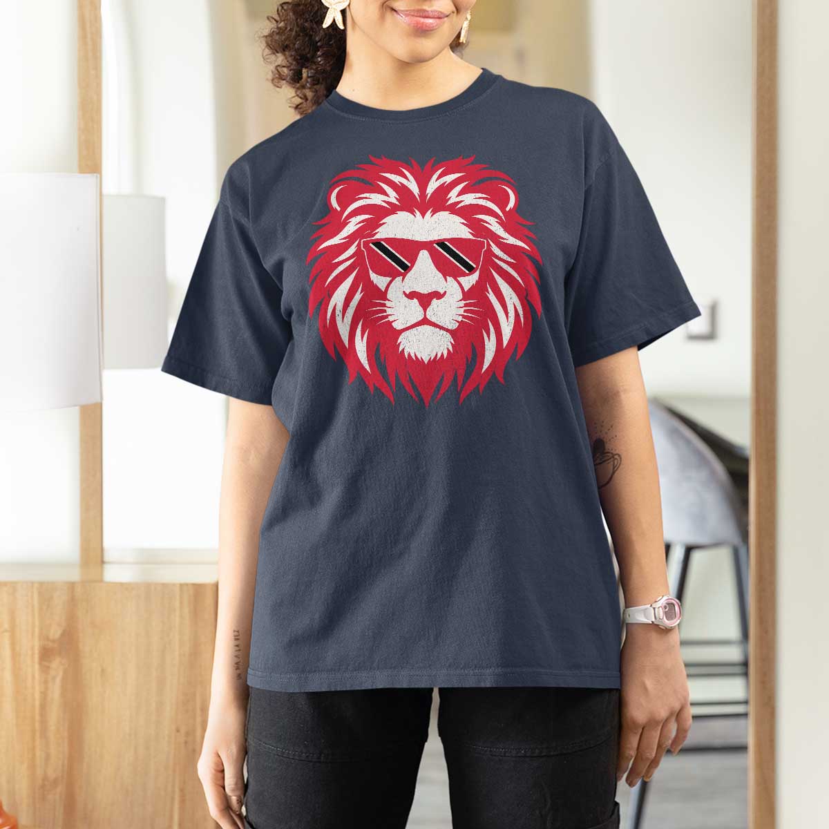 Trinidad and Tobago Lion T Shirt For Women Vintage Caribbean Pride