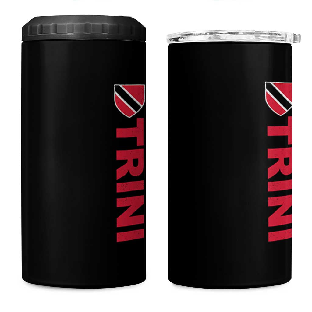 Vintage Trini 4 in 1 Can Cooler Tumbler Trinidad and Tobago Flag Minimalist Patriotic Caribbean Pride