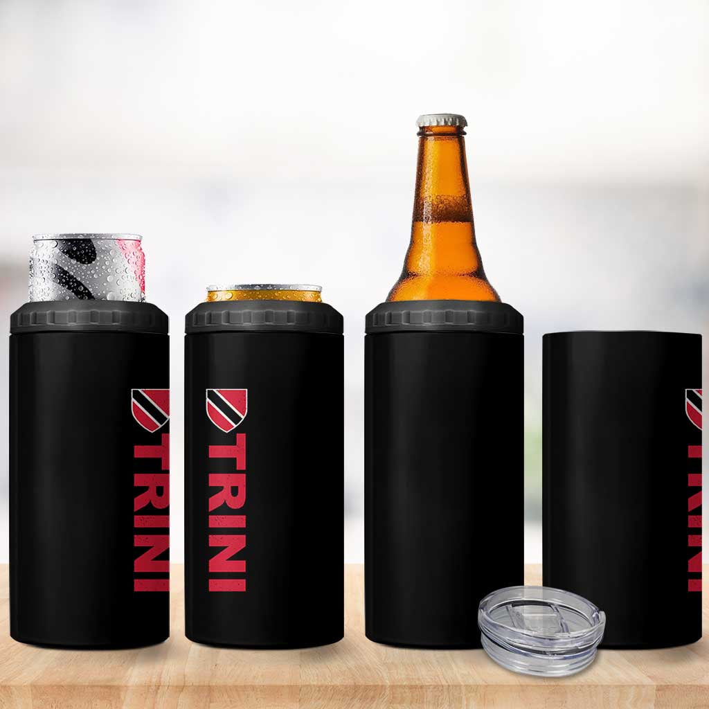 Vintage Trini 4 in 1 Can Cooler Tumbler Trinidad and Tobago Flag Minimalist Patriotic Caribbean Pride