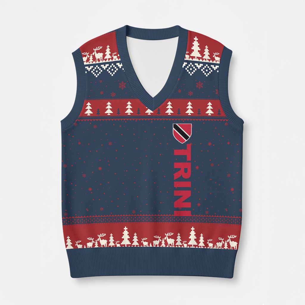 Vintage Trini V-Neck Knit Sweater Vest Trinidad and Tobago Flag Minimalist Patriotic Caribbean Pride