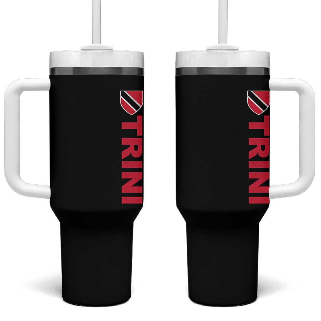 Vintage Trini Tumbler With Handle Trinidad and Tobago Flag Minimalist Patriotic Caribbean Pride