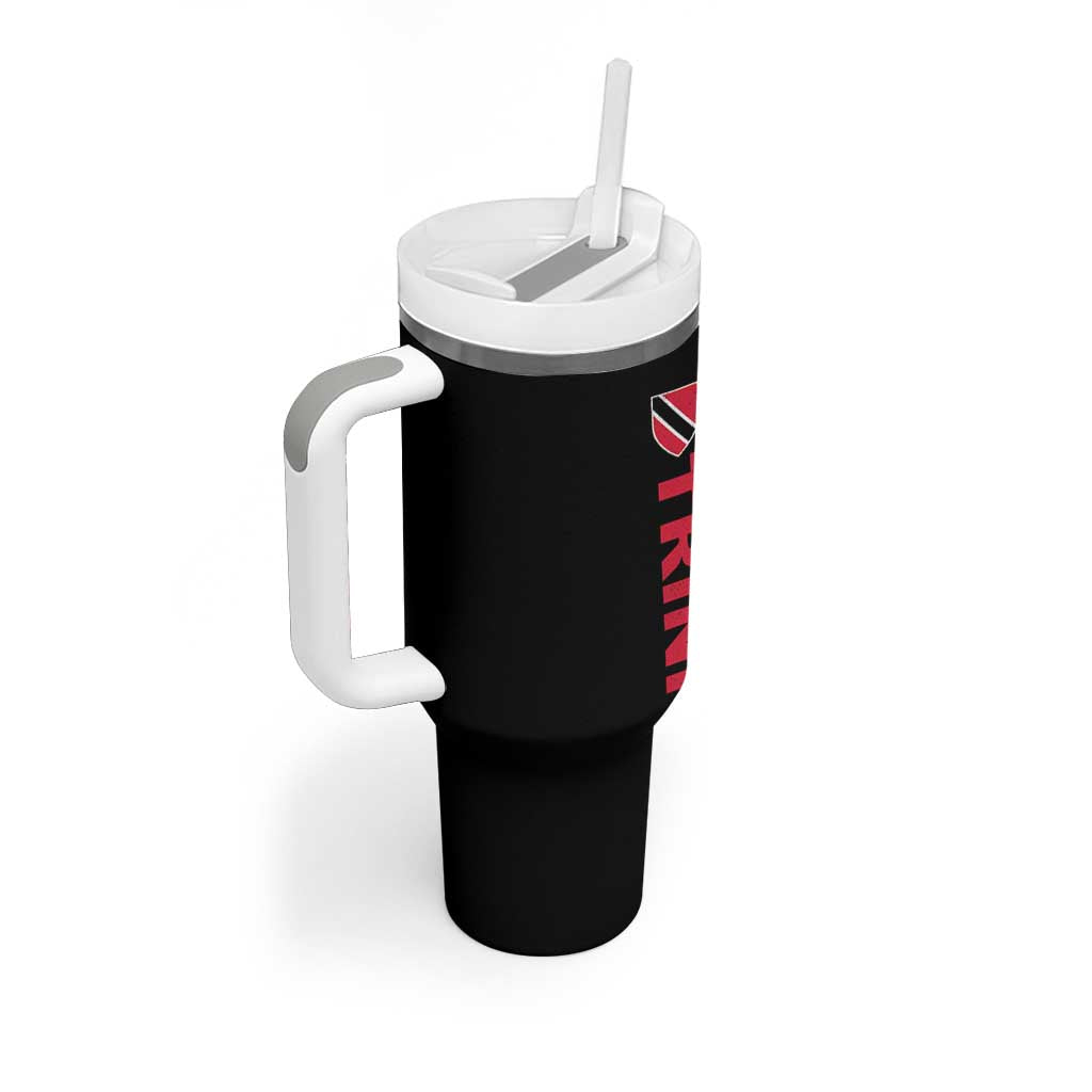 Vintage Trini Tumbler With Handle Trinidad and Tobago Flag Minimalist Patriotic Caribbean Pride