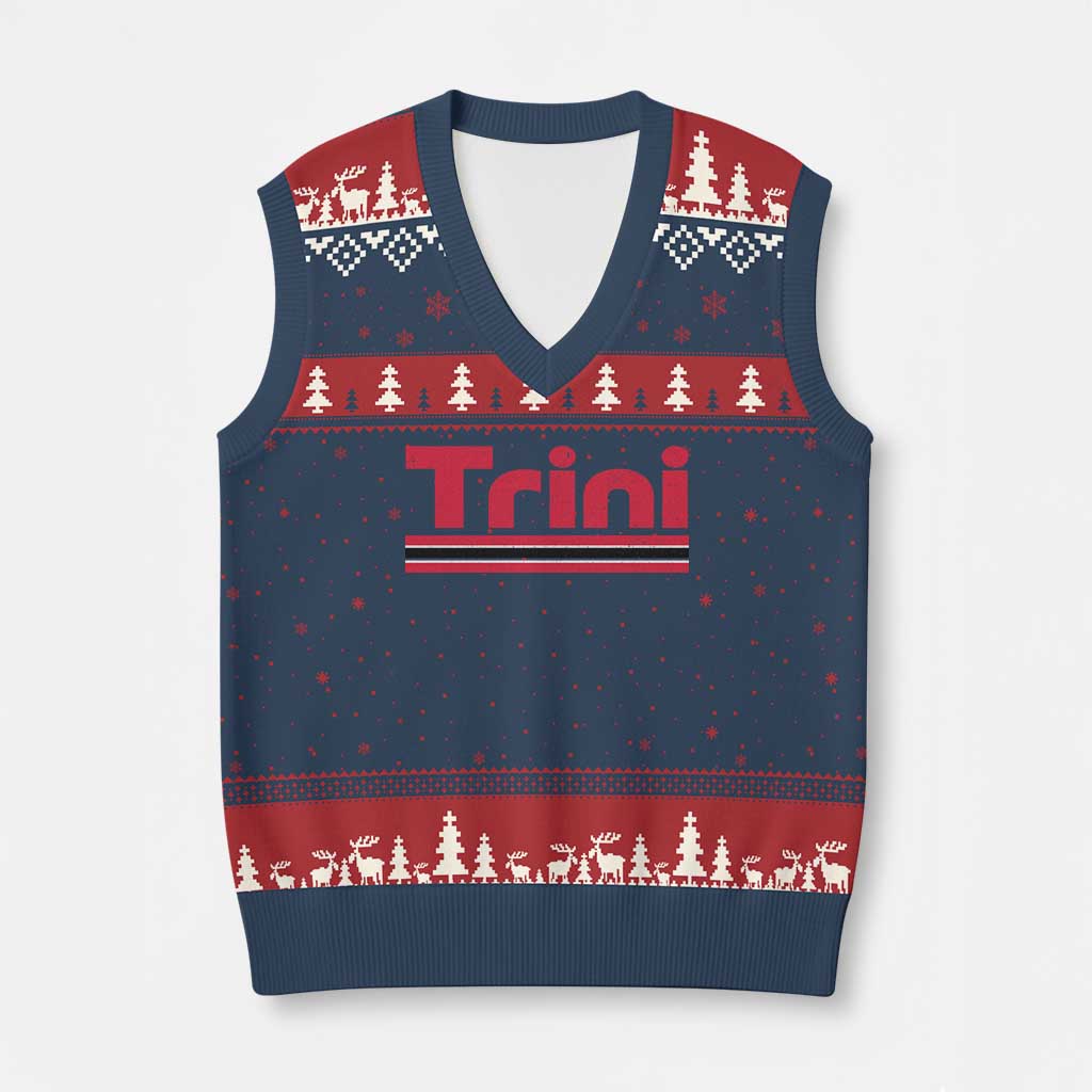 Retro Trini V-Neck Knit Sweater Vest Trinidad and Tobago Flag Caribbean Pride Heritage Gift