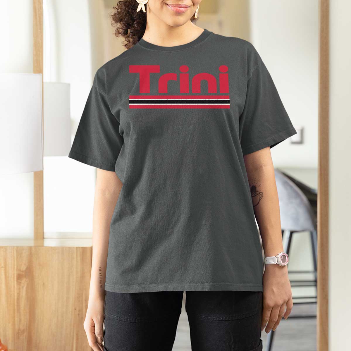 Retro Trini T Shirt For Women Trinidad and Tobago Flag Caribbean Pride Heritage Gift