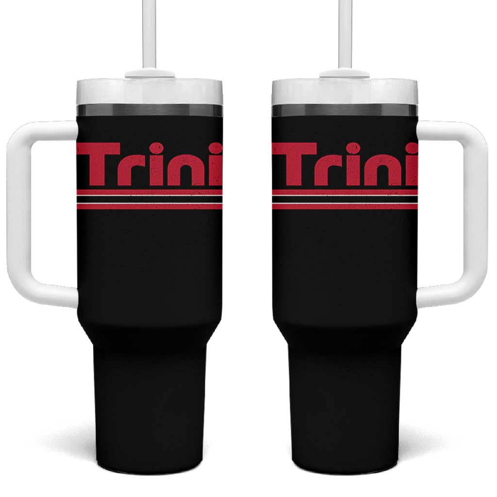 Retro Trini Tumbler With Handle Trinidad and Tobago Flag Caribbean Pride Heritage Gift