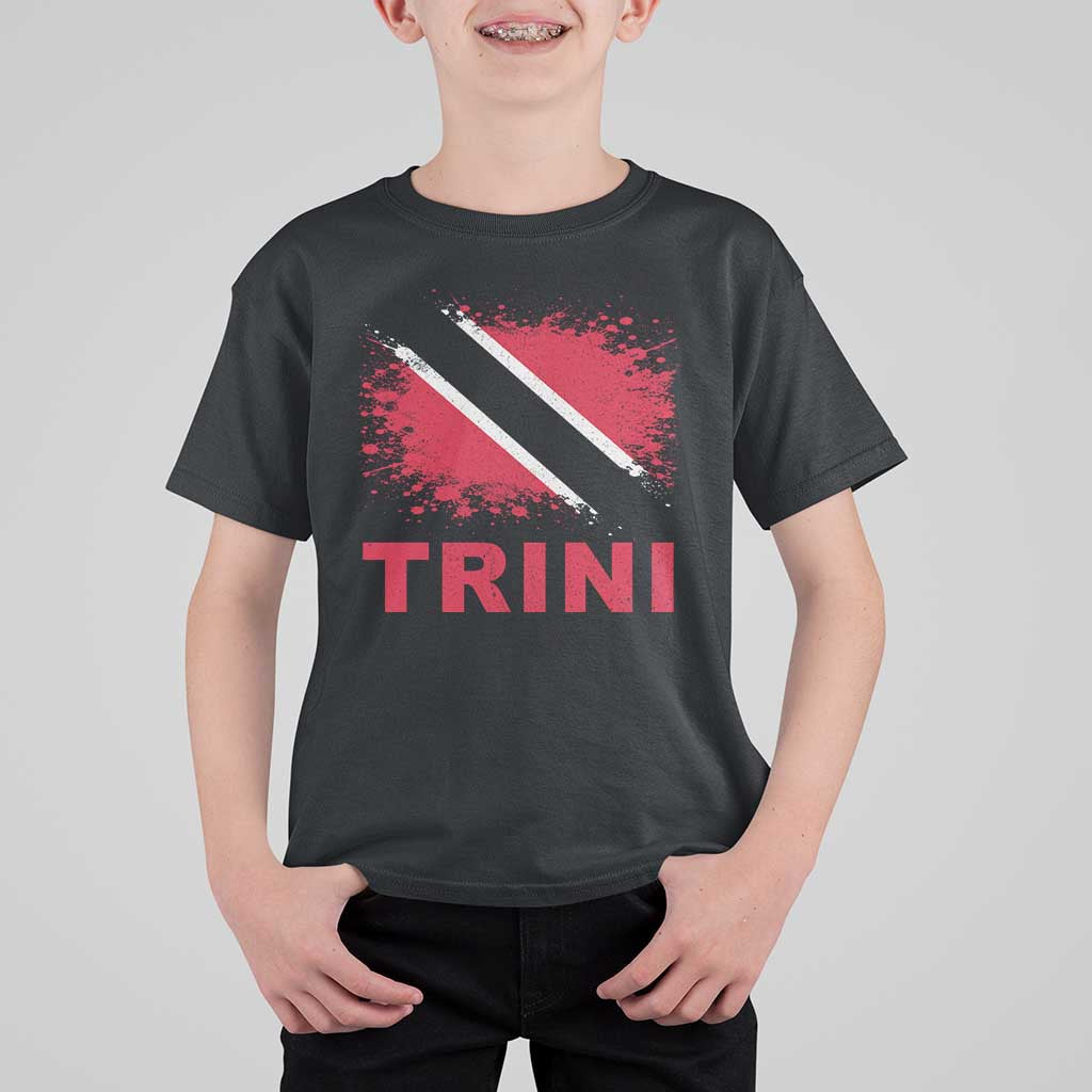 Retro Vintage Trini T Shirt For Kid Watercolors Sport Trinidad and Tobago Flag