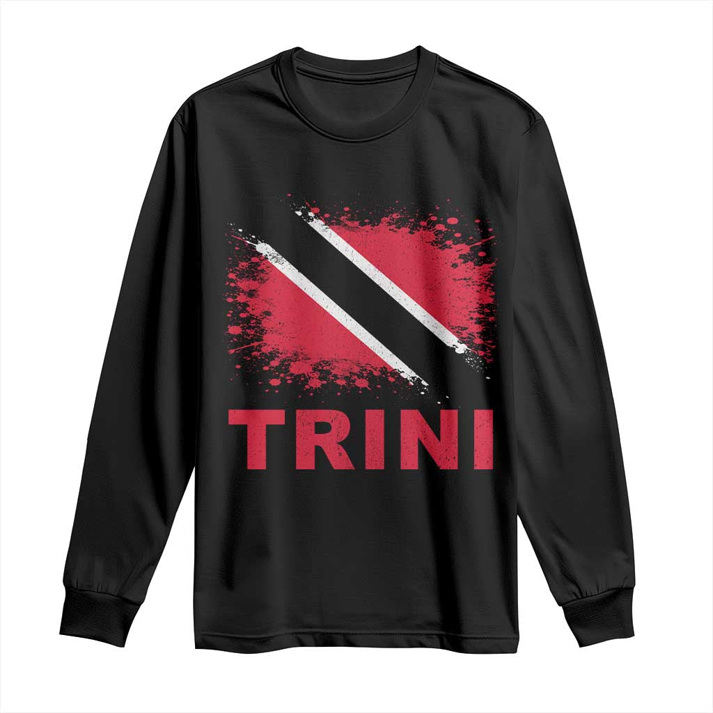 Retro Vintage Trini Long Sleeve Shirt Watercolors Sport Trinidad and Tobago Flag
