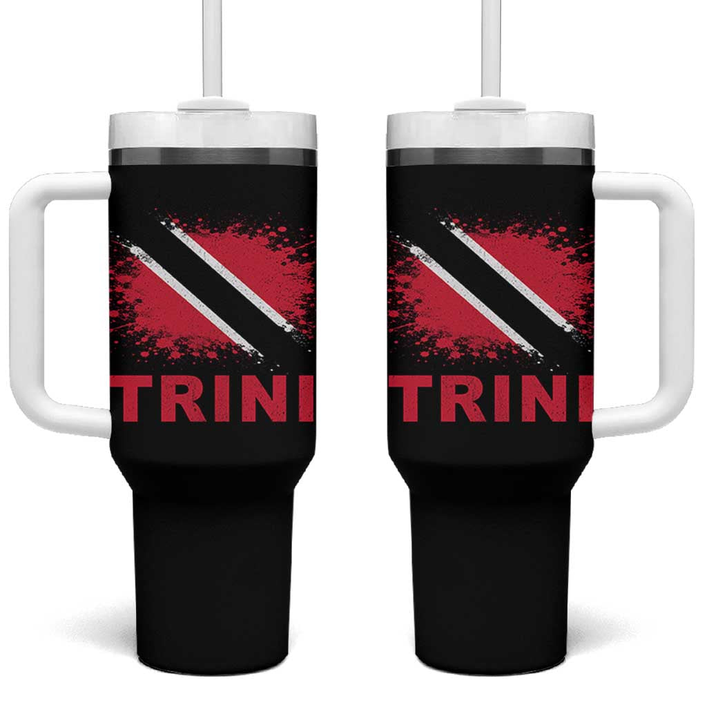 Retro Vintage Trini Tumbler With Handle Watercolors Sport Trinidad and Tobago Flag