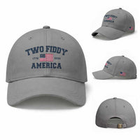 Two Fiddy USA 250th Anniversary Baseball Cap United States Flag July 4th 2026 1776 Patriotic Humor