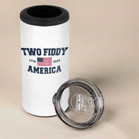 Two Fiddy USA 250th Anniversary 4 in 1 Can Cooler Tumbler United States Flag July 4th 2026 1776 Patriotic Humor
